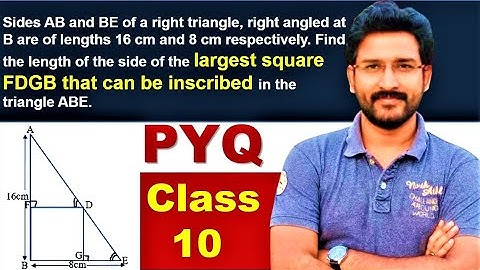 Sides AB and BE of a right triangle, right angled at B are of lengths 16 cm and 8 cm respectively.