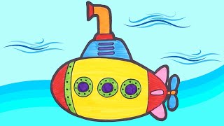 كيفية رسم وتلوين الغواصة - Learn to Draw A Submarine ? | فن شيكي | تعلم التلوين