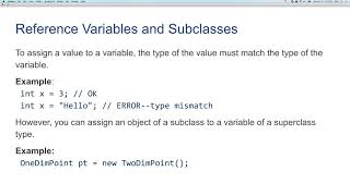 Java Inheritance 8: Reference Variables and Subclasses