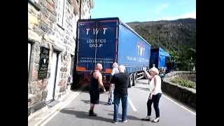 Articulated Lorry Stuck against house in Beddgelert