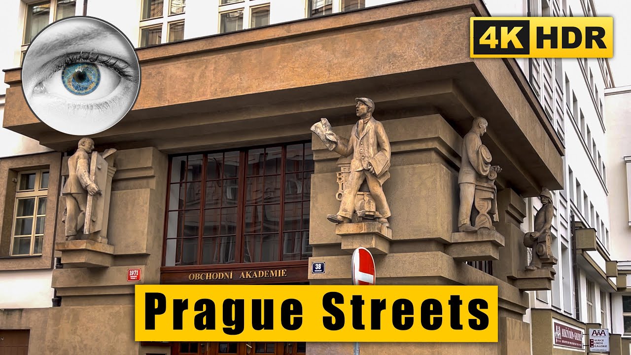 prague, prague 4k, 4k walk, streets walk, vinohradska, czech republic, hdr,...