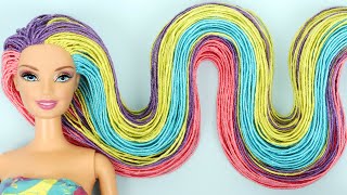 AMAZING DRESS and HAIRSTYLE 2020 Edition ~ DIY Barbie Hacks; Long Hair Rainbow, Clothes and Shoes