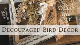 🪺 Decoupaged Bird Decor | Dollar Tree DIY
