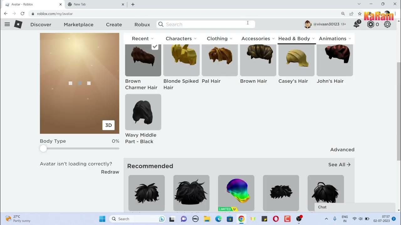 roblox #2023 #tutorial #hair #girls #boys #share #foryoupage #fyp, how to  equip 2 hairs