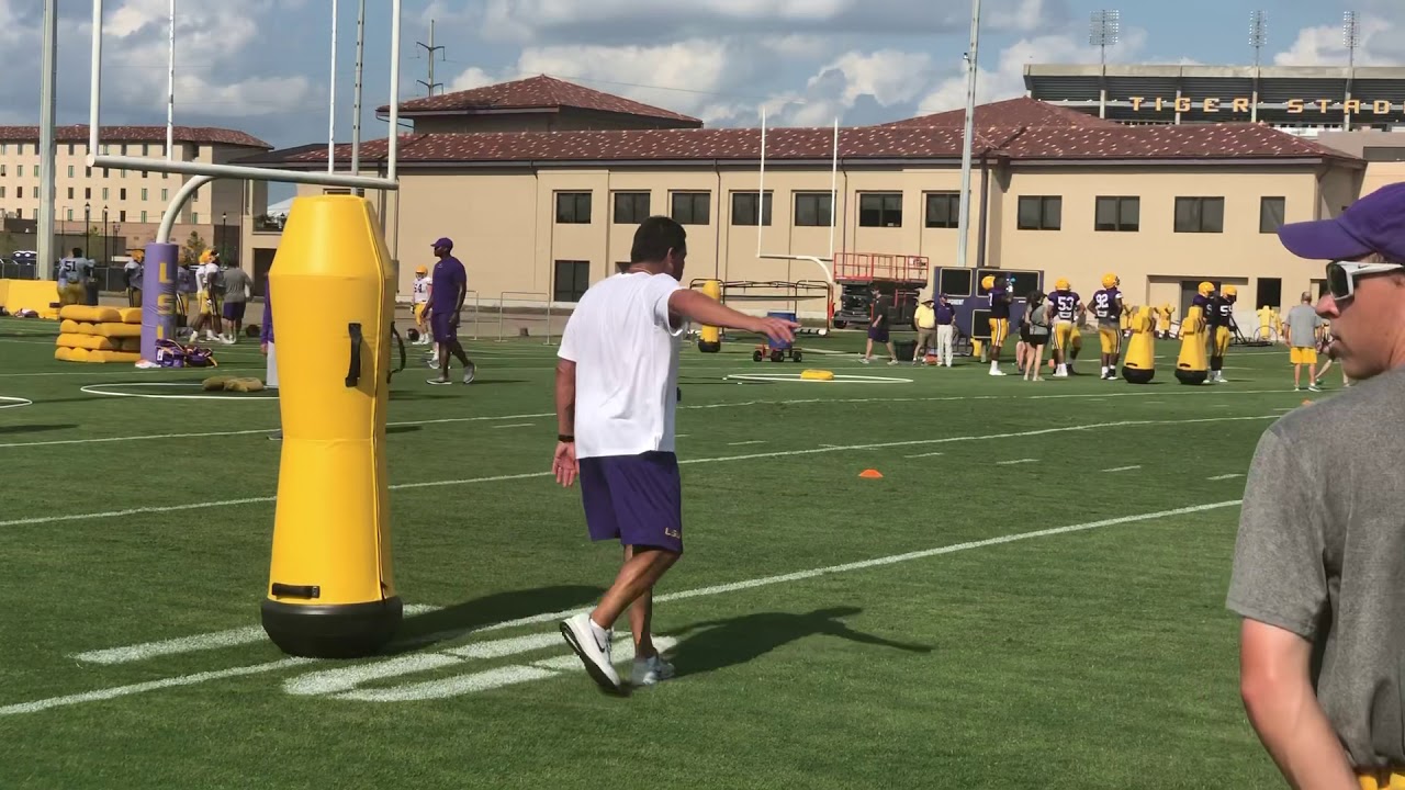 Lsu Coach Ed Orgeron Still Fully Involved With D -Line At Preseason Practice No. 16