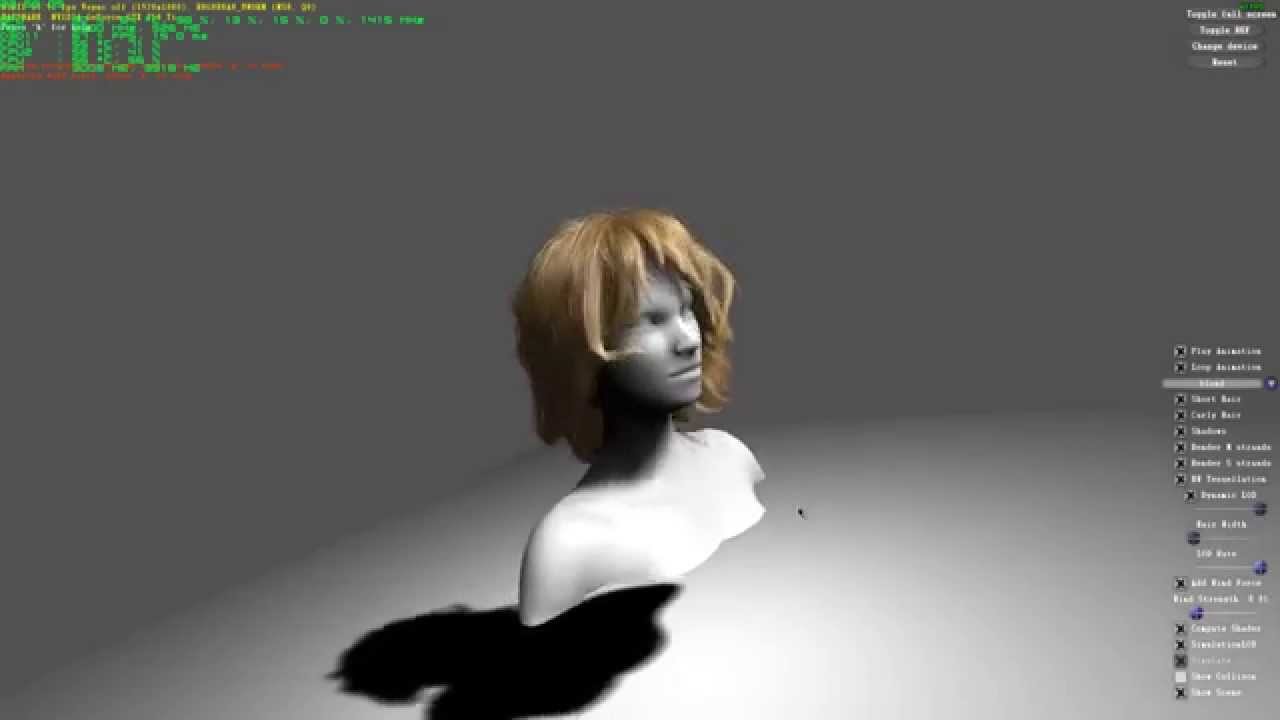 Nvidia Gameworks Hair Demo on GTX 750 TI OC (DX11 - Cuda Core 640) - Full HD 1080p60 - OSD/FPS