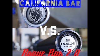 A quick comparison i made of the american barbell california bar and
rogue fitness 2.0. both are excellent quality barbells in united
stat...