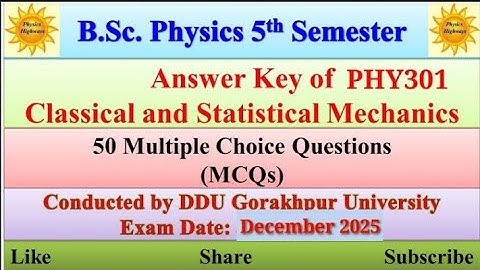 Answer key-2025|| PHY301|| Classical Mechanics & Statistical Mechanics|| BSc Physics 5th Sem|| #ddu