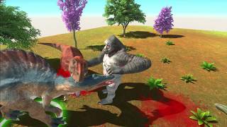 Animal Revolt Battle Simulator - ༼ つ ◕‿◕ ༽つ giant gorilla vs Trex vs Spinosaurus