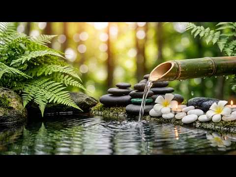 🌿Relaxing Bamboo water sounds  & soft piano for Deep Sleep,Spa ,Study and Stress relief🌿3 hours