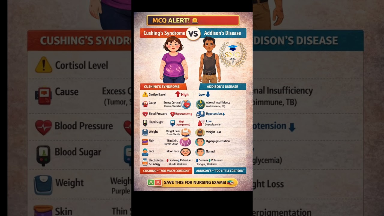 cushing syndrome v/s Addison's disease 