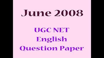 June 2008 UGC NET English Previous Year Question Paper | NTA UGC NET English