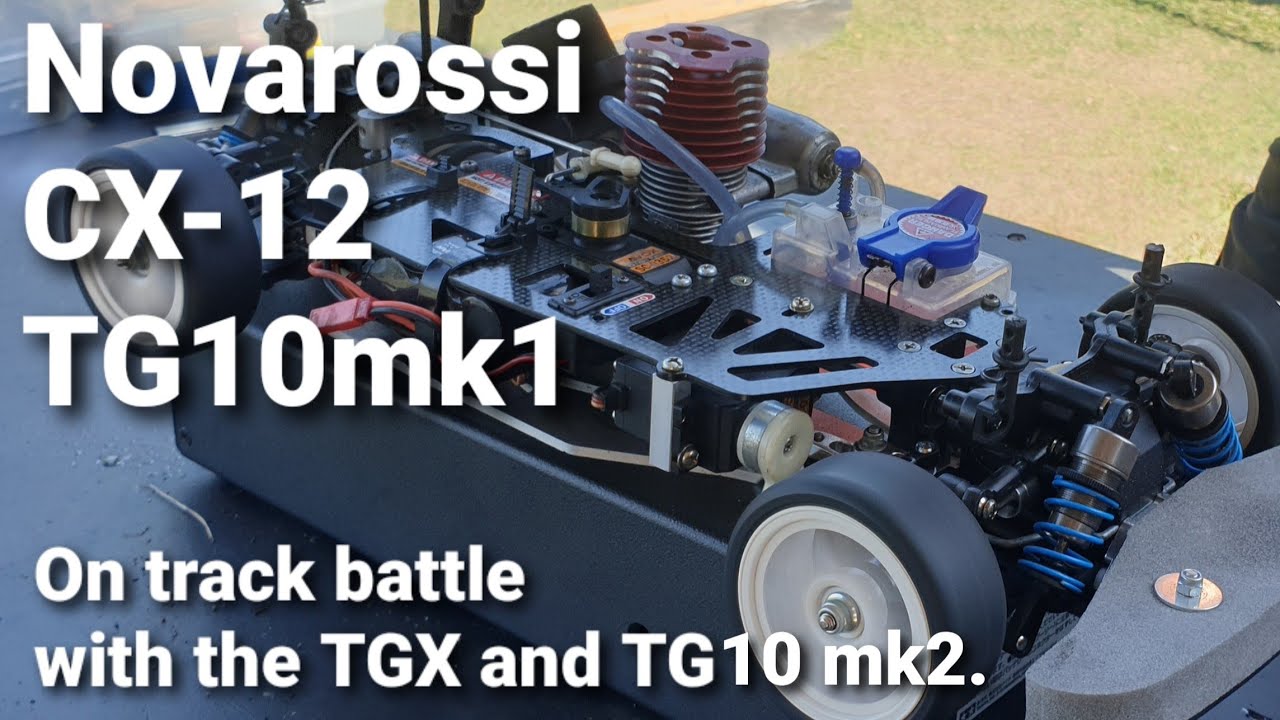Tamiya Novarossi CX-12 powered TG10mk1 on track battles with the