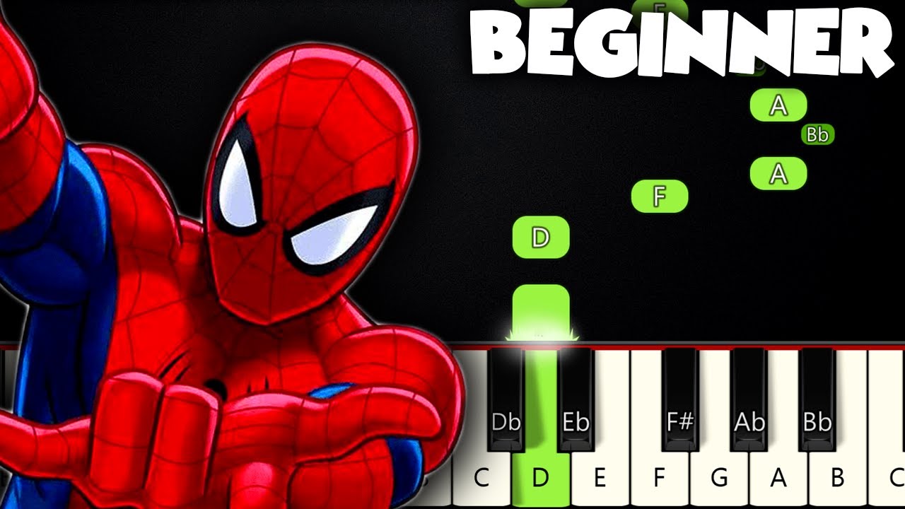 Spider Man Theme  BEGINNER PIANO TUTORIAL + SHEET MUSIC by Betacustic 