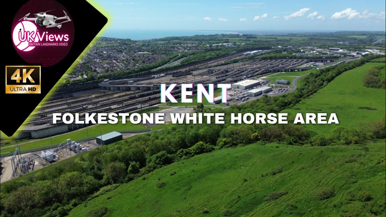 Drone View of Folkestone White Horse - Aerial Kent Landmark Flyby