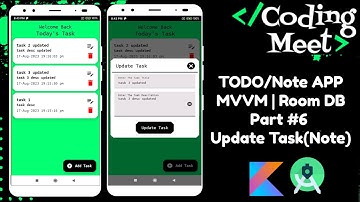TODO/Note App - 6 | MVVM | Room DB | Update Task | Android Studio Kotlin