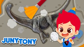 *NEW* Let’s Dig, Dig, Dig | Dinosaur Fossils | Bones, Footprints, Eggs | Dinosaur Songs | JunyTony