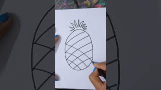 Pineapple | Pineapple Drawing | How To Draw Pineapple | Easy Pineapple Drawing