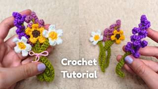 No Magic Ring - No Sew 💐Crochet Flower Bouquet Tutorial