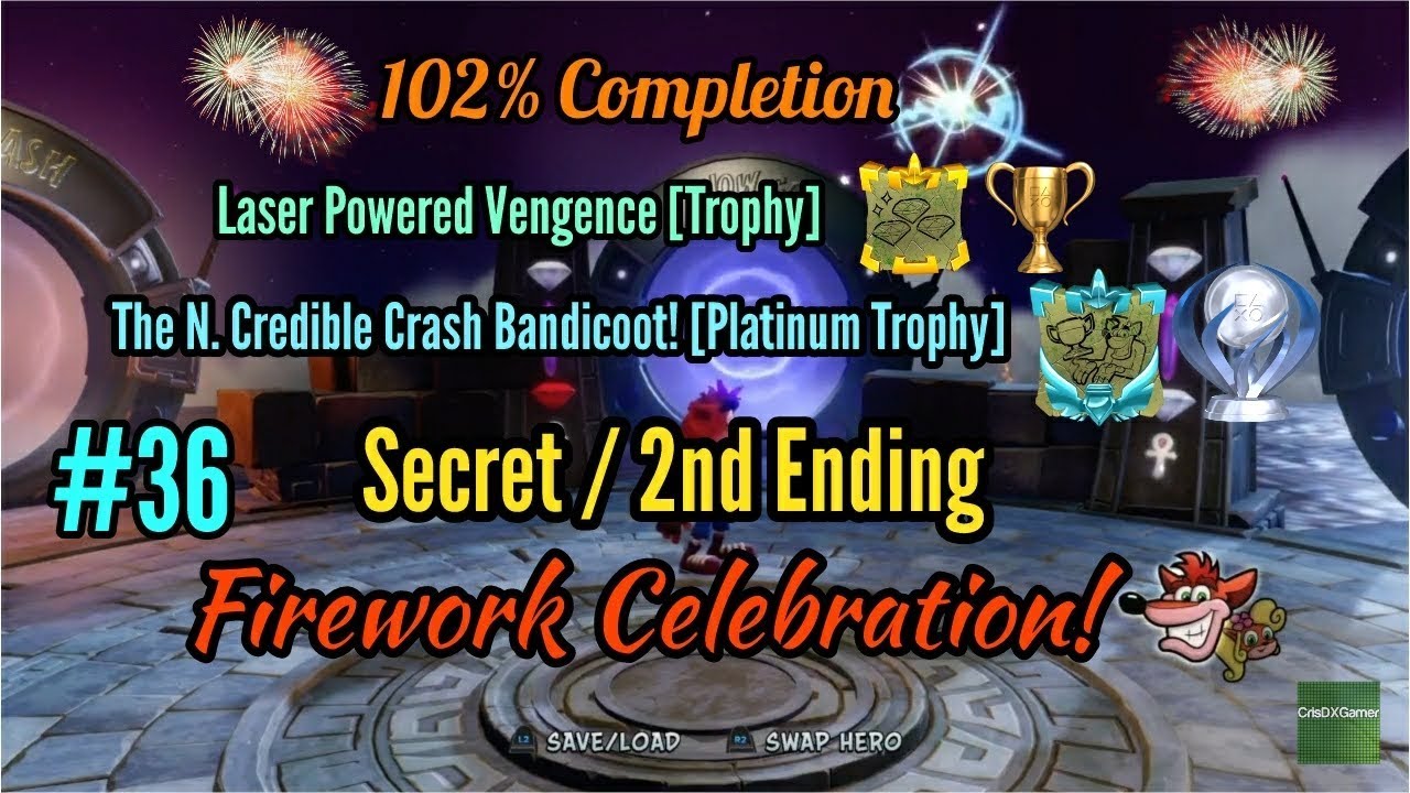 Crash Bandicoot 2 102 Ending, Platinum Trophy & Firework Celebration