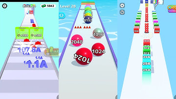 Number Merge Run vs Ball Run 2048 vs Jelly Run 2048 3 in one Gameplay Run & Merge