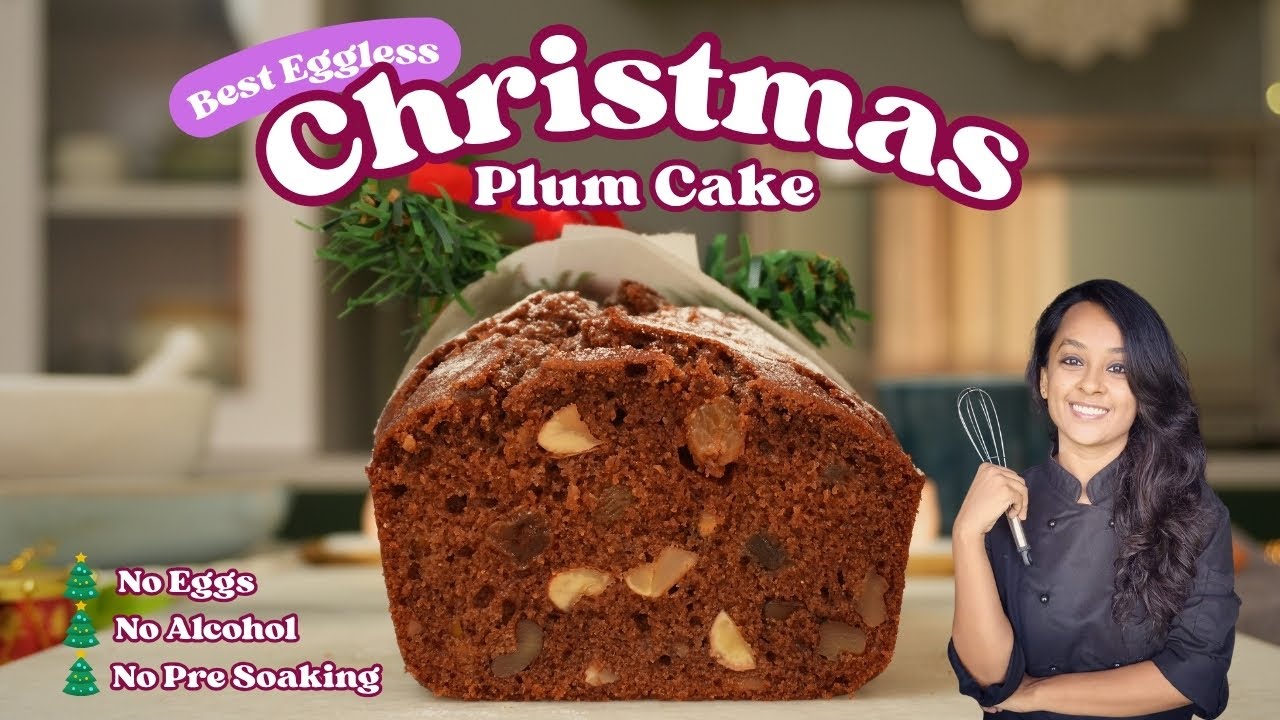 Best Eggless Christmas Plum Cake without Alcohol | No Rum Christmas Fruit Cake | No Eggs Plum Cake