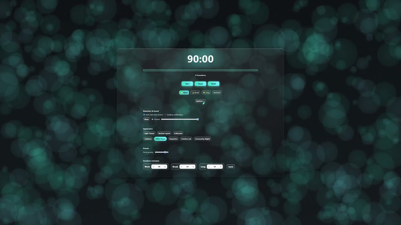 90/30 pomodoro timer ⏰ l office hours theme (dark mode) l energising focus session 🏃‍♀️‍➡️
