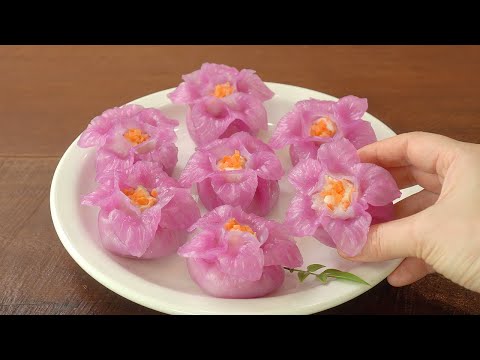 크리스탈 꽃딤섬 만들기 :: 꽃구경오세요 :: 새우만두, 새우딤섬 :: Crystal Flower Dim Sum :: Shrimp Dumplings