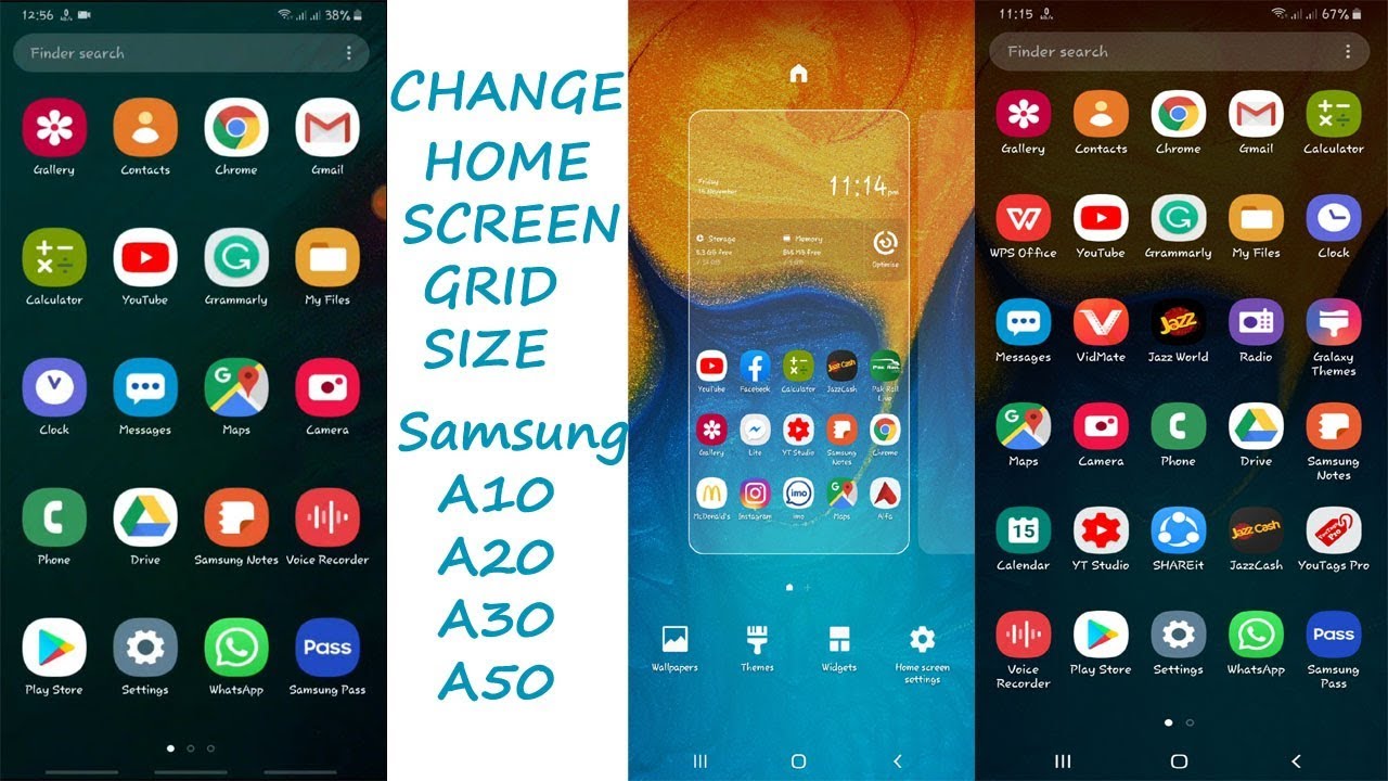 How To Change Home & Apps Grid Size On Samsung A10,A20,A30,A50,A70 - Youtube