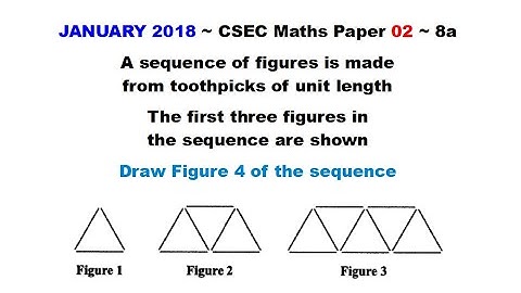 Paper2-CSEC-MATHS-462 ~ Draw 4th Figure of the Pattern ~ January 2018 Number 8a