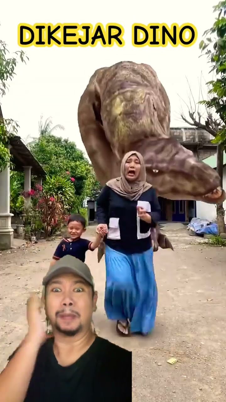 MAMA DAN ADEK DI KEJAR DINO!!!?? #dinosarus #shortsfeed #comedy