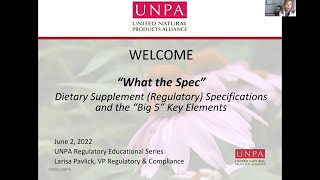 Celebrity Webinar Recording | What the Spec - Dietary Supplement Specifications and the “Big 5” Key Elements Net Worth