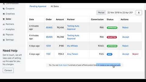 Manually create sales and affiliate commission in goaffpro