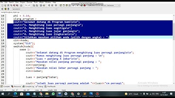 Tutorial C++ - Membuat program menghitung luas persegi, lingkaran, jajar genjang, segitiga