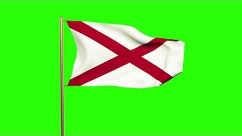 Alabama Flag Waving In The Wind. Green Screen, Alpha Matte. Loopable Animation Stock Animation