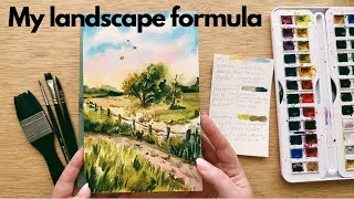 Paint a watercolor landscape with me using my landscape formula