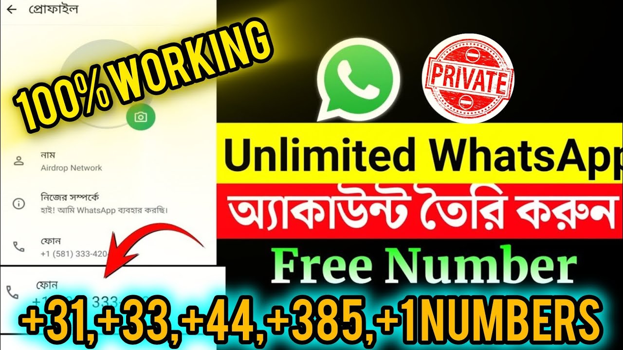 HOW TO GET FREE +31,+33,+44,+385,+1 Numbers For WhatsApp Account | Paid ...