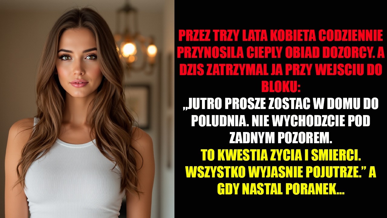 PRZEZ TRZY LATA KOBIETA CODZIENNIE PRZYNOSILA CIEPLY OBIAD DOZORCY. A DZIS ZATRZYMAL JA PRZY...