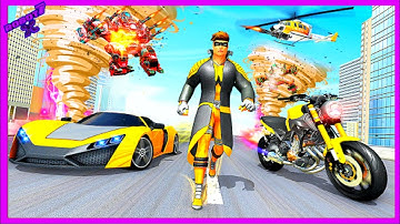 Flying Hurricane Hero Robot Tornado Robot Games Android gameplay