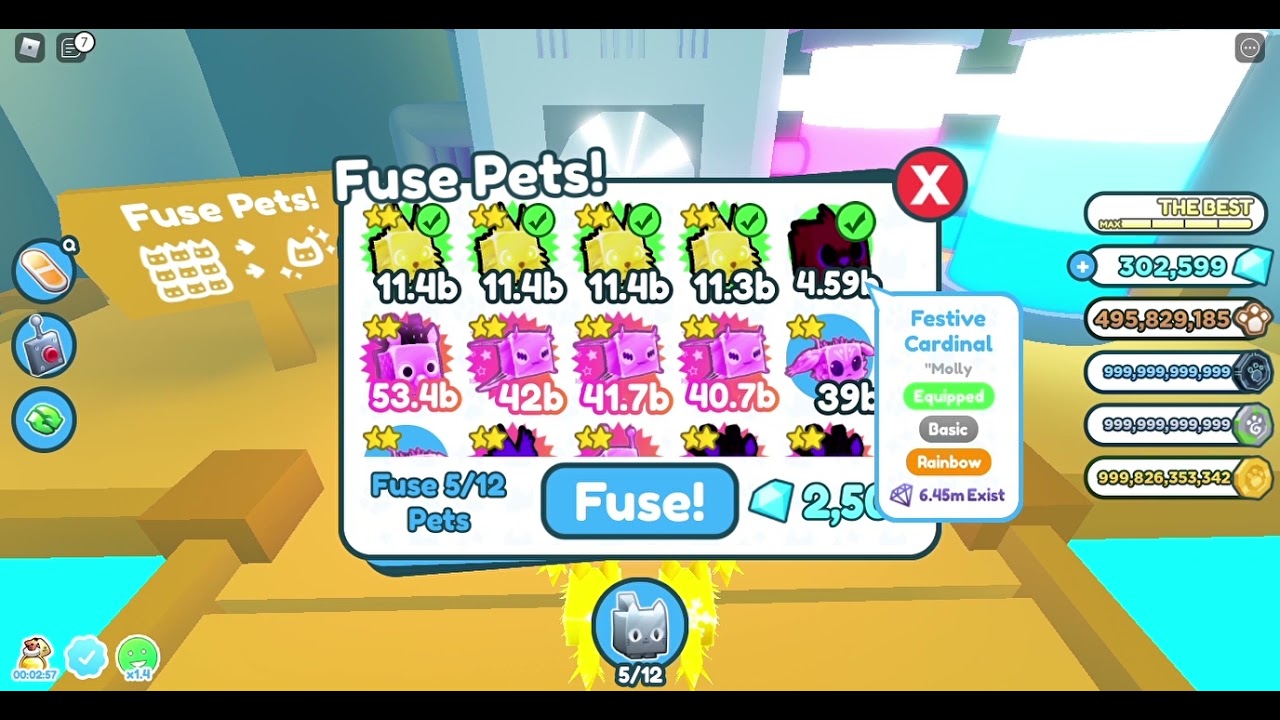 What happens when you fuse 4 Golden North Pole Wolf & 1 Rainbow Festive Cardinal? (Pet Simulator X!)
