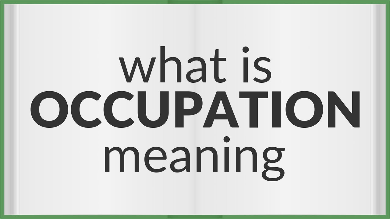 Occupation Meaning Of Occupation YouTube