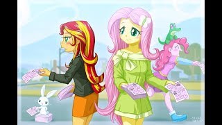 Fluttershy and Sunset Simmer - Me Hiding Inside from Shopkins Wild Style (EQGMV)