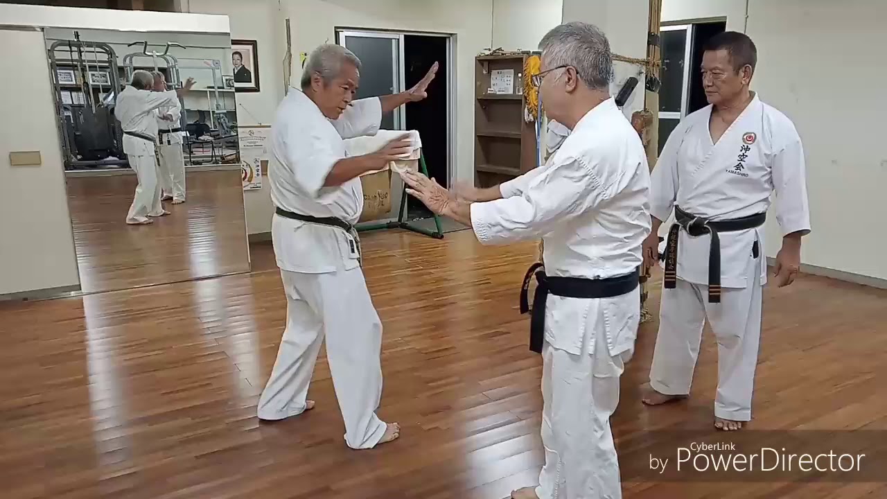 Uechi ryu karate training Jyu Nihon kumite in Tobaru Yonaha dojo - YouTube