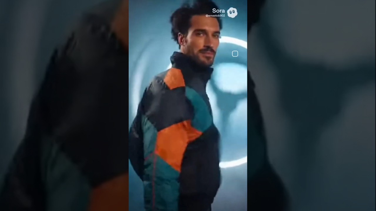 Man flapping windbreaker jacket in wind tunnel