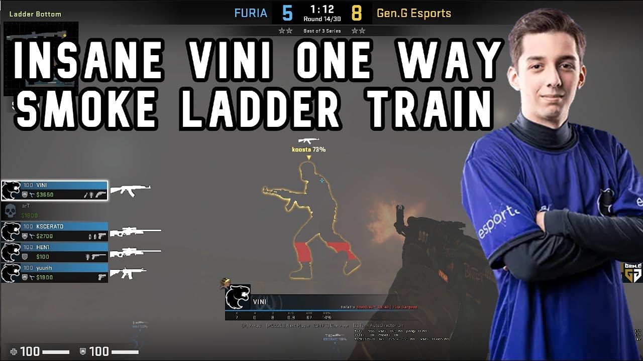 FURIA VINI Train Ladder One Way Smoke (CS:GO Tricks)