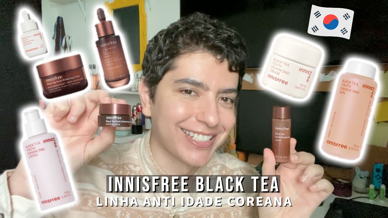 RESENHA INNISFREE BLACK TEA LINHA COMPLETA ANTI IDADE COREANA YouTube