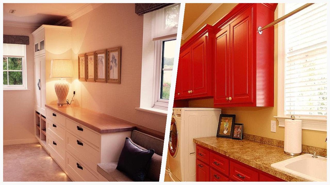 75 Traditional Red Laundry Room Design - YouTube