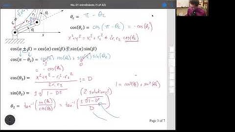Intro2Robotics Lecture 1c: hand derivations for a two-link manipulator