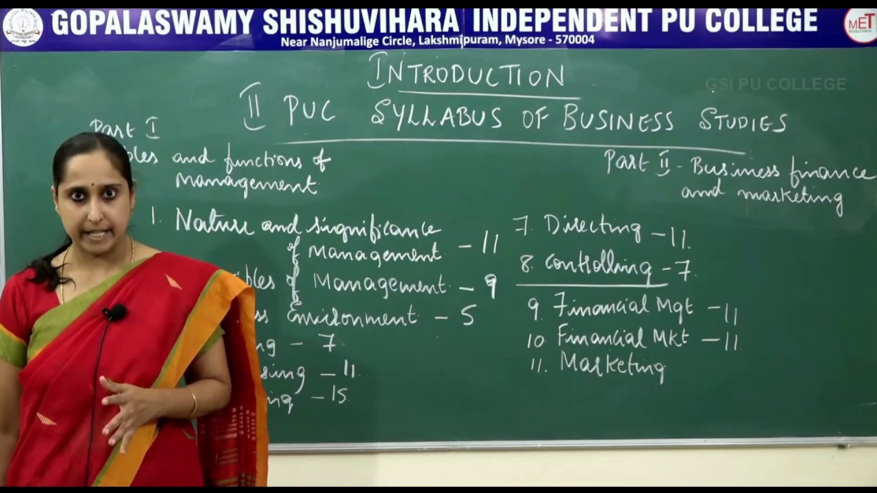 BUSINESS STUDIES | II PUC | INTRODUCTION TO SYLLABUS
