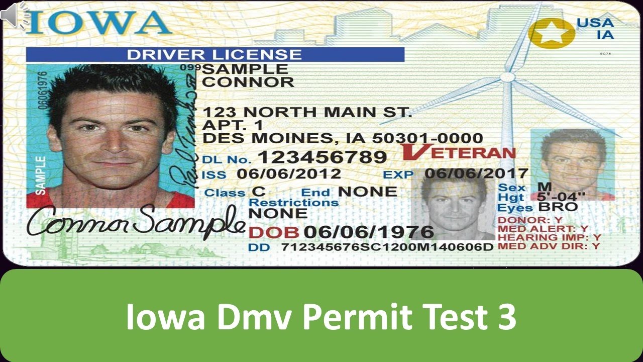 Iowa DMV Permit Test 3 YouTube